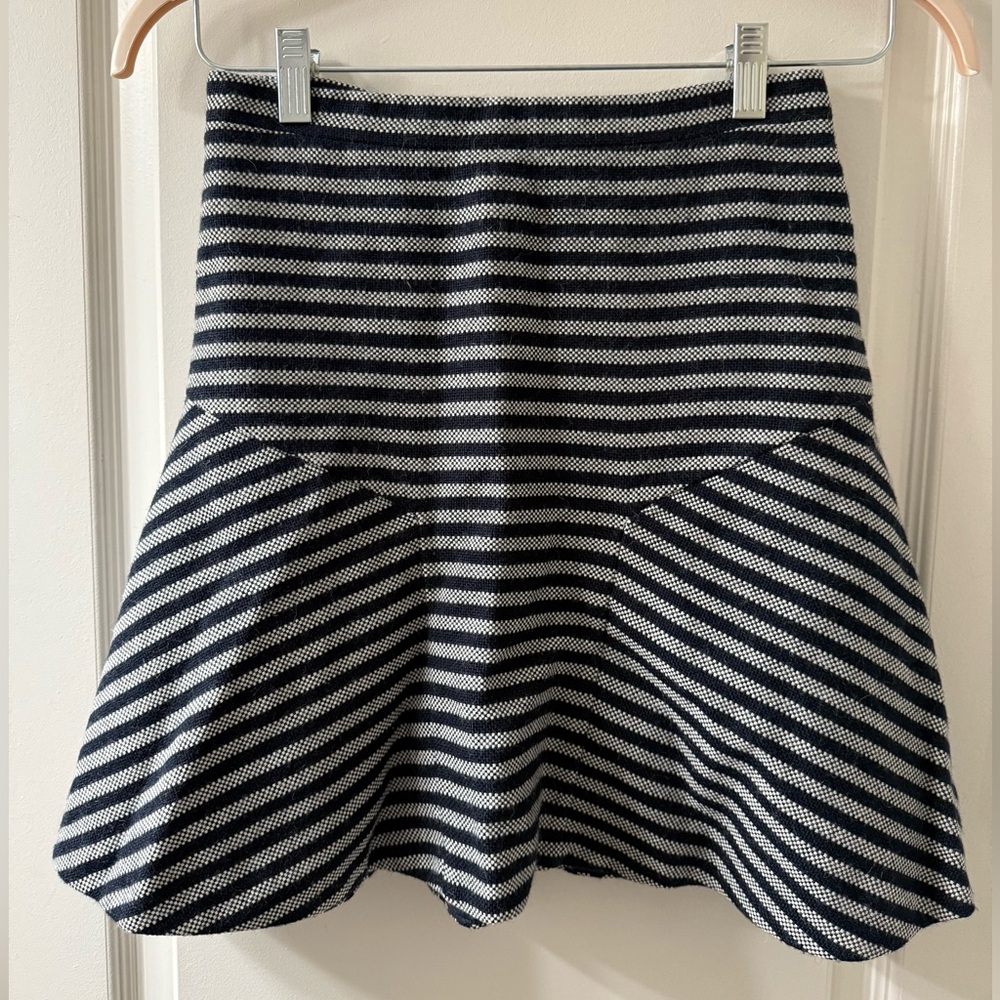 J. Crew Fit n’ Flare Wool Skirt - Navy/White Striped - Size 00